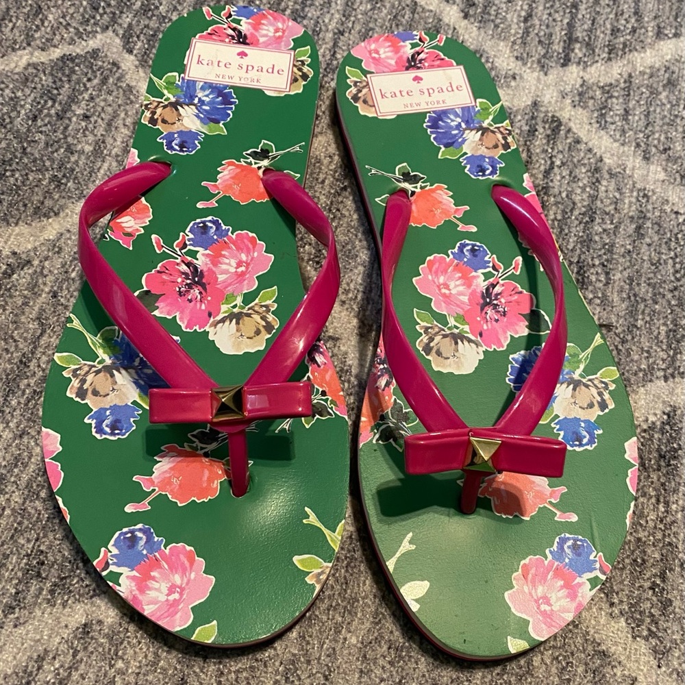 Kate Spade floral flip flops